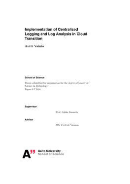 Implementation of Centralized Logging and Log Analysis in Cloud Transition