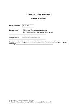 Stand-Alone Project Final Report