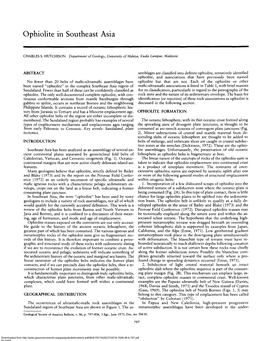 Ophiolite in Southeast Asia