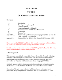 Development of the GEBCO World Bathymetry Grid (Beta Version)