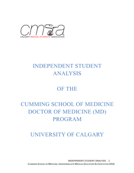 Independent Student Analysis of the Cumming School of Medicine Doctor