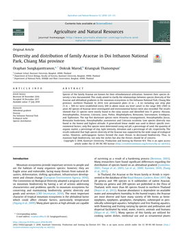 Diversity and Distribution of Family Araceae in Doi Inthanon National Park, Chiang Mai Province