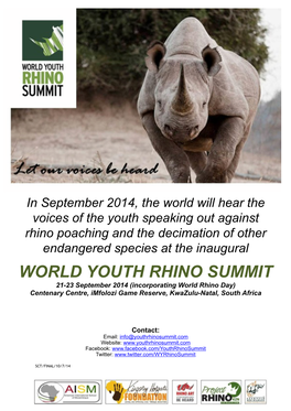 SCT World Youth Rhino Summit Information Booklet 9 July