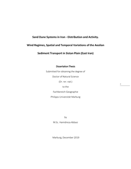 Sand Dune Systems in Iran - Distribution and Activity