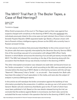 The MH17 Trial Part 2: the Bezler Tapes, a Case of Red Herrings? - Bellingcat