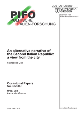 An Alternative Narrative of the Second Italian Republic : a View From