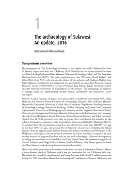 1. the Archaeology of Sulawesi: an Update 3 Points—And, Second, to Obtain Radiocarbon Dates for the Toalean