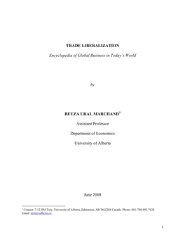 “Trade Liberalization” in the Encyclopedia of Global Business