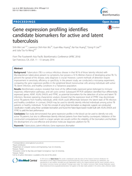 Gene Expression Profiling Identifies Candidate Biomarkers for Active And