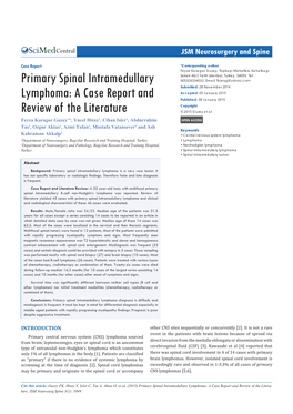 Primary Spinal Intramedullary Lymphoma: a Case Report and Review of the Litera- Ture