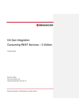 CA Gen Integration Consuming REST Services – C Edition