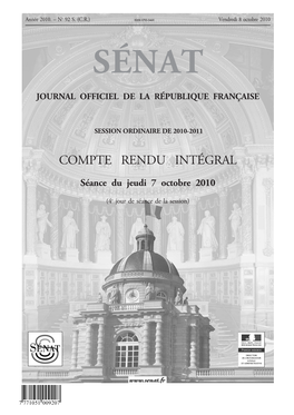 Debats Du Senat N° 92 Du 8 Octobre 2010