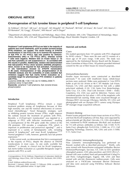 Overexpression of Syk Tyrosine Kinase in Peripheral T-Cell Lymphomas