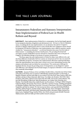 Intrastatutory Federalism and Statutory Interpretation: State Implementation of Federal Law in Health Reform and Beyond