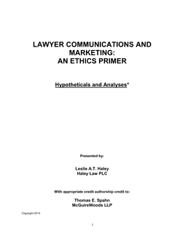 Lawyer Communications and Marketing: an Ethics Primer