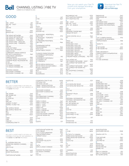 CHANNEL LISTING FIBE TV from Your Smartphone