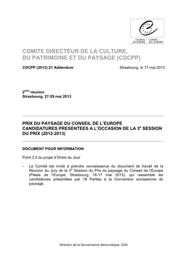 Comite Directeur De La Culture, Du Patrimoine Et Du Paysage (Cdcpp)