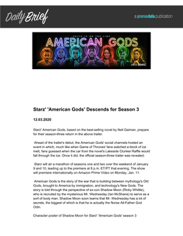 Starz' 'American Gods' Descends for Season 3
