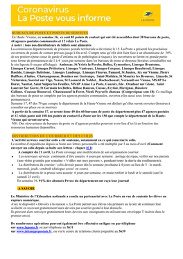 DISTRIBUTION DU COURRIER ET DES COLIS L’Activité Services Courrier Colis a Été Soutenue, Notamment En Ce Qui Concerne Le Colis