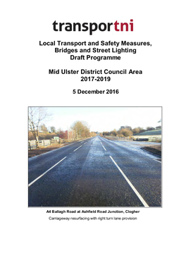 Local Transport and Safety Measures, Bridges and Street Lighting Draft Programme