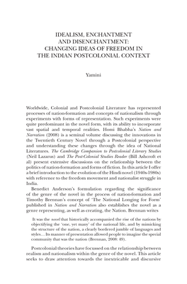 Changing Ideas of Freedom in the Indian Postcolonial Context