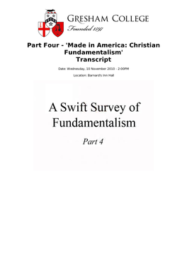 Part Four - 'Made in America: Christian Fundamentalism' Transcript