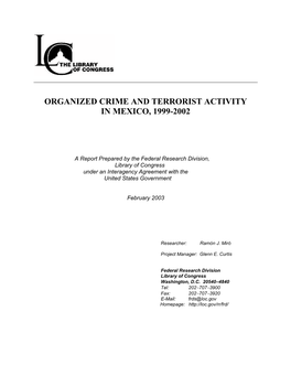 Organized Crime and Terrorist Activity in Mexico, 1999-2002