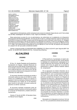 ALCALDÍAS CÁCERES Edicto CÁCERES El Pleno Del Excmo
