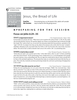Jesus, the Bread of Life Complementary Exod