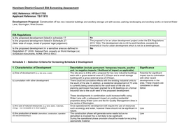 Selection Criteria for Screening Schedule 2 Development