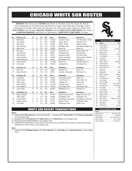 04-04-2016 White Sox Roster