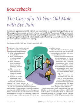 Bouncebacks the Case of a 10-Year-Old Male with Eye Pain