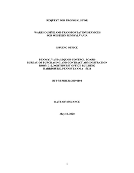 RFP 20191104 Warehousing and Transportation