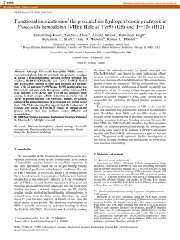 Vhb): Role of Tyr95 (G5) and Tyr126 (H12)