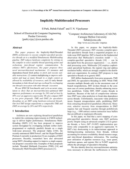 Implicitly-Multithreaded Processors