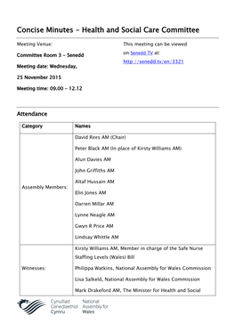 Concise Minutes - Health and Social Care Committee