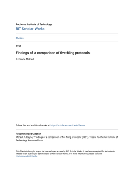 Findings of a Comparison of Five Filing Protocols