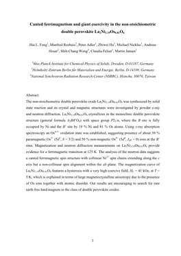 Canted Ferrimagnetism and Giant Coercivity in the Non-Stoichiometric