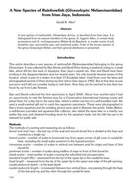 A New Species of Rainbowfish (Glossolepis: Melanotaeniidae) from Irian Jaya, Indonesia