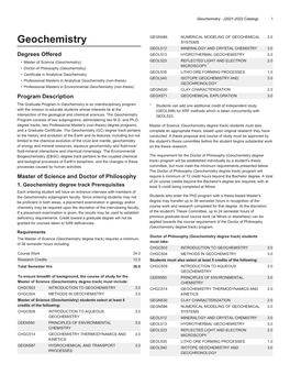 Geochemistry - (2021-2022 Catalog) 1