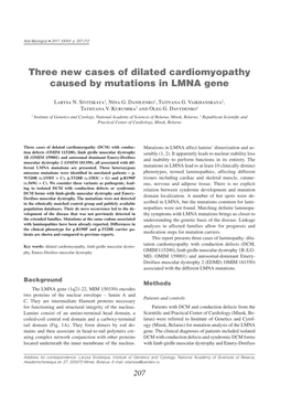 Three New Cases of Dilated Cardiomyopathy Caused by Mutations in LMNA Gene