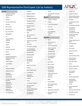 OSB Representative Participant List by Industry