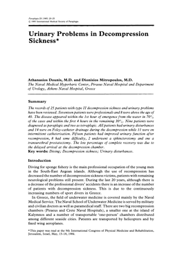 Urinary Problems in Decompression Sickness*