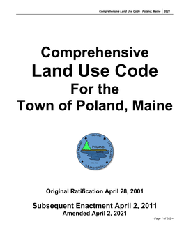 Land Use Code - Poland, Maine 2021