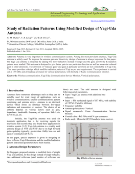 Study of Radiation Patterns Using Modified Design of Yagi-Uda Antenna G