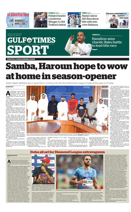 Samba, Haroun Hope to Wow at Home in Season-Opener Team Qatar Athletes Are in Good Form Coming Into the First Diamond League Meet of the Year on Friday
