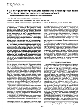 Ftsh Is Required for Proteolytic Elimination of Uncomplexed Forms