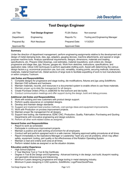 Tool Design Engineer