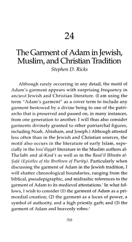 The Garment of Adam in Jewish, Muslim, and Christian Tradition