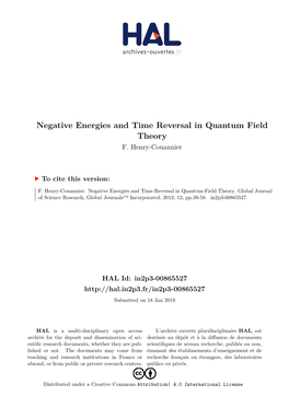 Negative Energies and Time Reversal in Quantum Field Theory F